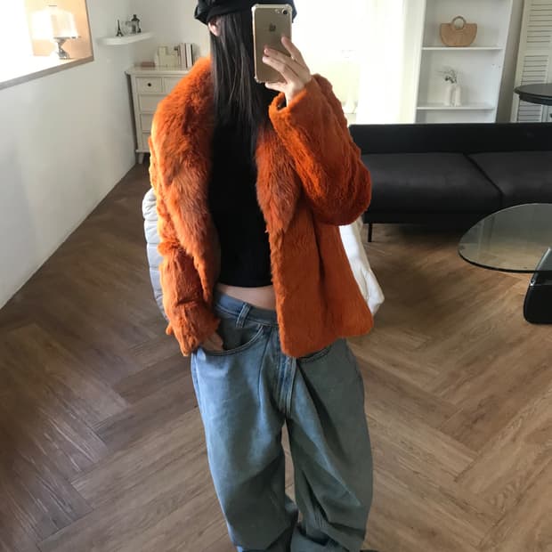vintage orange fur jacket