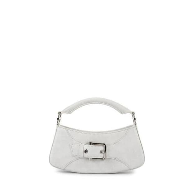 Belted brocle bag small white
