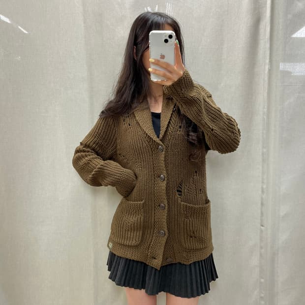 데님앤서플라이 데미지 숄카라 가디건/#3670