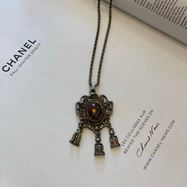 플라워패턴 앤틱 드롭 목걸이