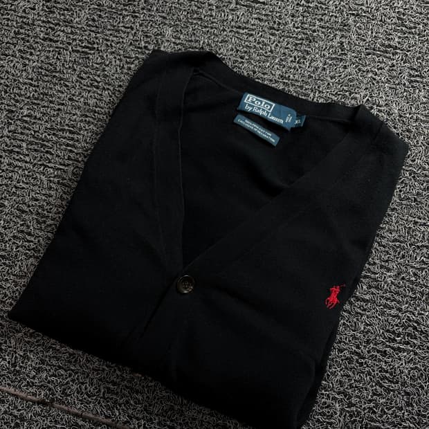 폴로 랄프로렌 포니 로고 미니멀 블랙 가디건 1453
