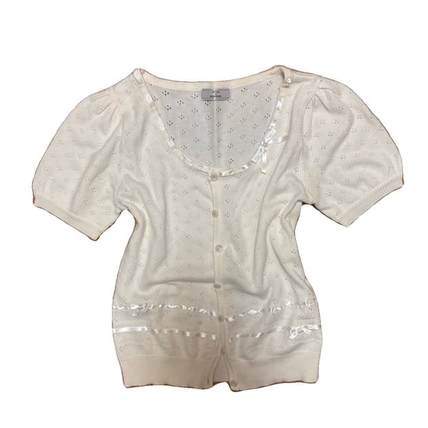 아이보리 반팔 니트 가디건 라떼갸루 히메갸루 로걀탑 페어리