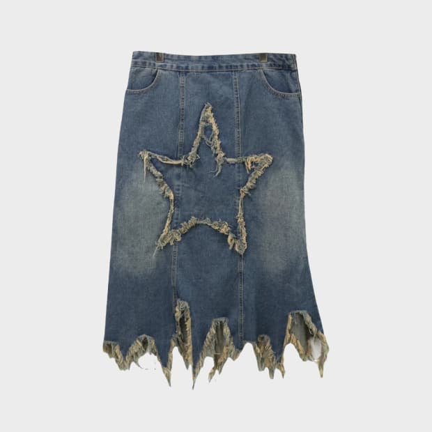 데님 미디 스커트 67076