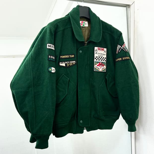 Power Crush 레이싱 울 바시티 자켓