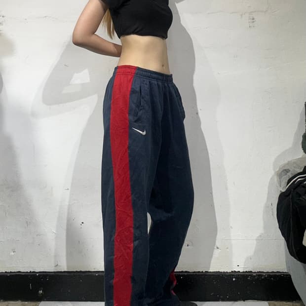 나이키 네이비 레드 사이드 라인 와이드 팬츠 M