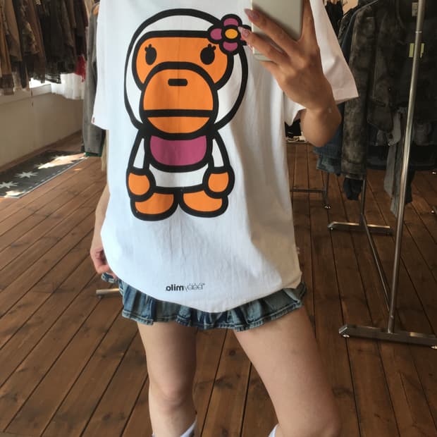 베이프 화이트 베이비리사 티셔츠