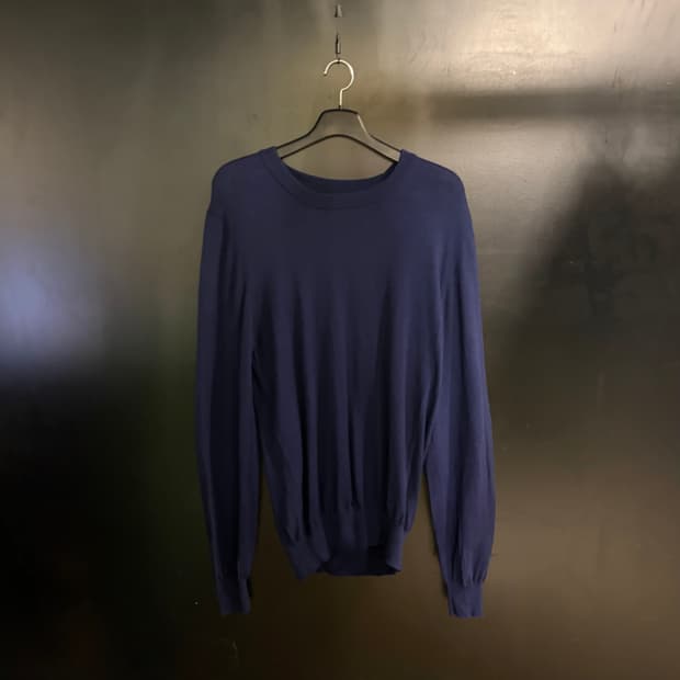 메종 마르지엘라 엘보우 패치 니트 네이비