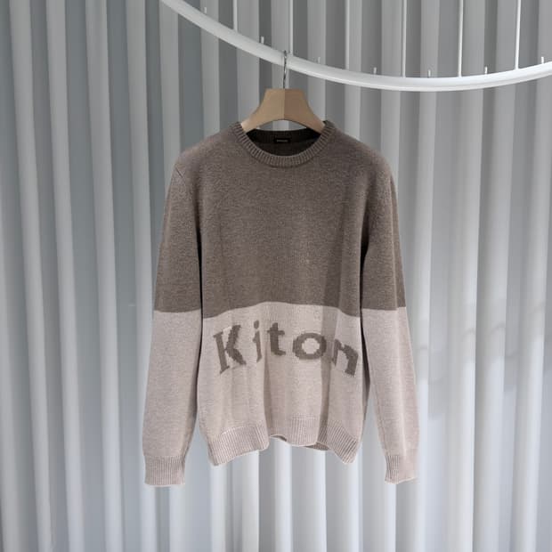 (A+/L) / 키톤 로고 퓨어 캐시미어 크루넥 니트 스웨터
