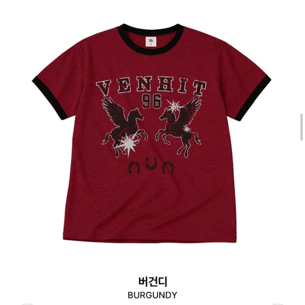 벤힛 페가수스 반팔티 버건디 M (공용) 걍새것 택잇음 무신사