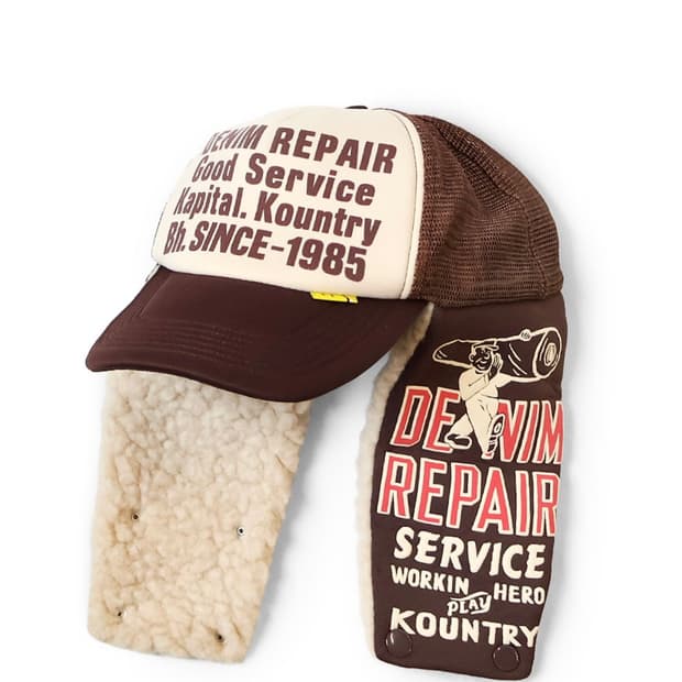 캐피탈 데님 리페어 트러커 캡 모자 브라운 새제품 kapital