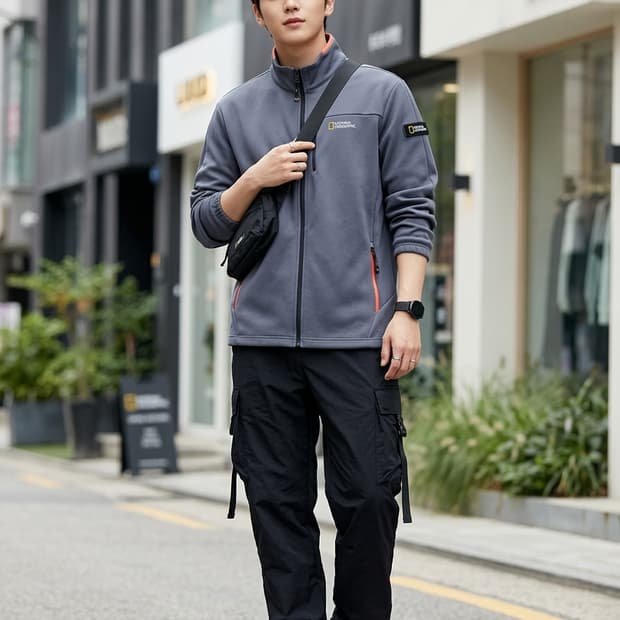 내셔널지오그래픽 남성 스트레치 집업 자켓 다크그레이