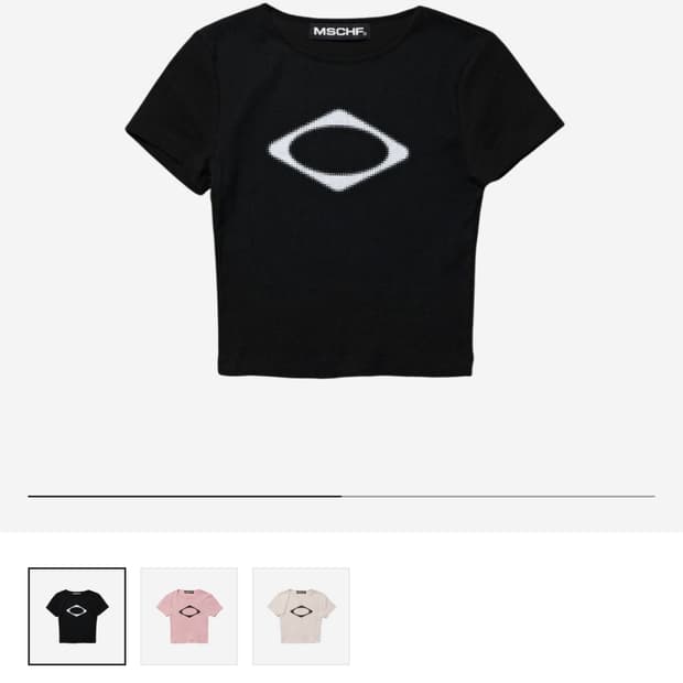 미스치프 롬버스 크롭 반팔티