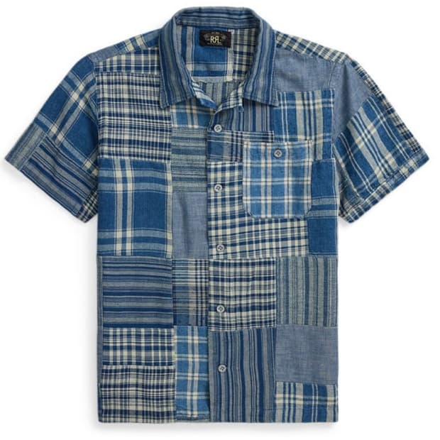 [RRL] 인디고 패치 워크 캠프 셔츠 (XL)