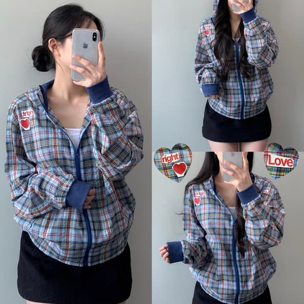 더 뮤지엄 비지터 러브 체크 자켓