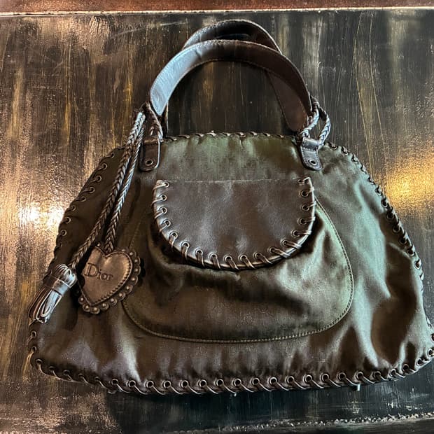 크리스찬 디올 오블리크 에스닉 레더 브레이드 숄더백