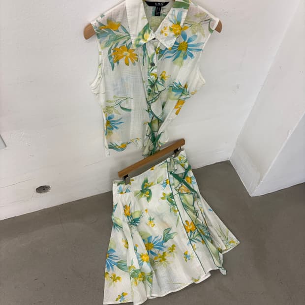 Tropical Floral Ruffle Two-Piece Set