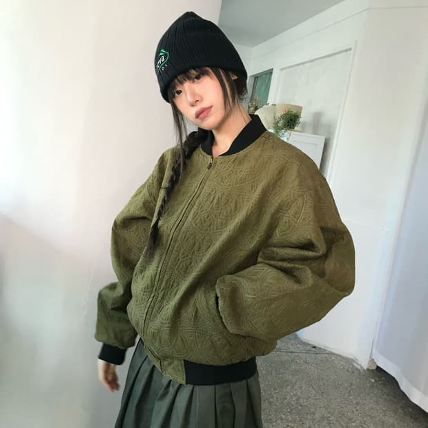 올리브 퀄팅 자켓