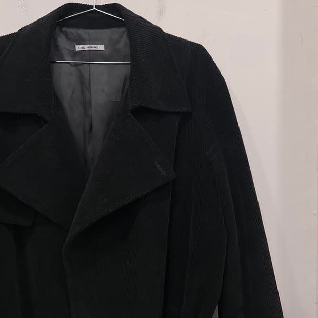 리우 옴므 코듀로이 논버튼 오버핏 로브 롱코트