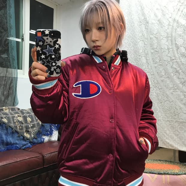 챔피온 빅로고 블루종 야구잠바 바시티자켓 