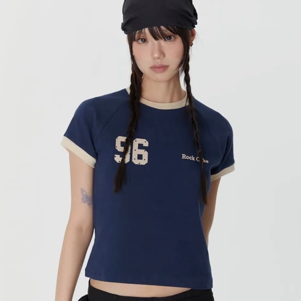 락케이크 96도트 탑 /네이비