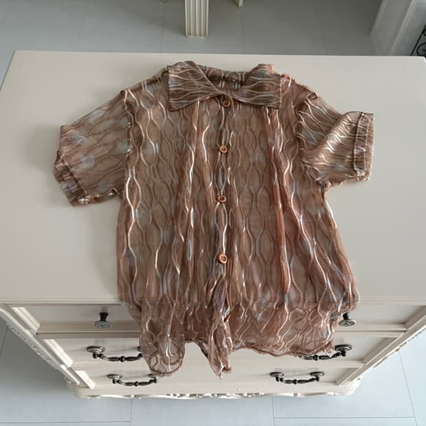 vintage wave pattern mesh shirt