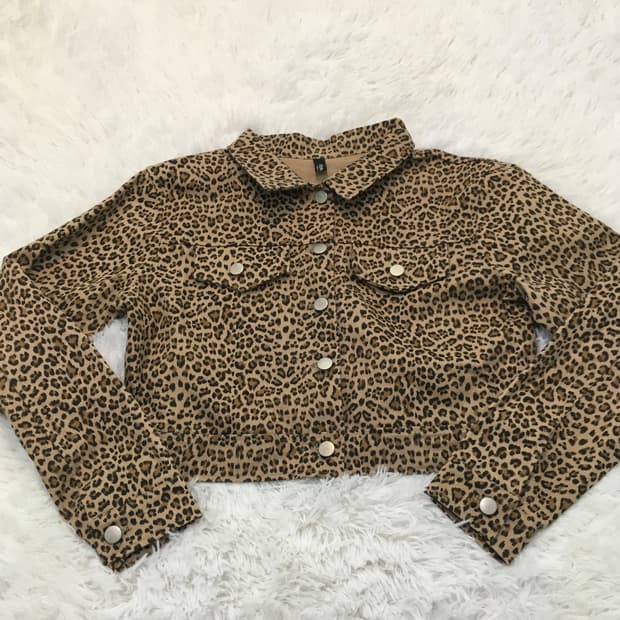 빈티지 브라운 호피 크롭 자켓 y2k 스트릿 갸루 펑키 일본빈티지689 