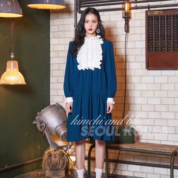 마리포사 로리타 빈티지 엔틱 페미닌 청록 원피스 리즈리사