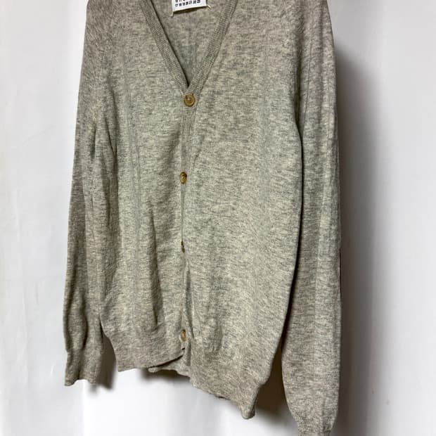 마르지엘라 10Fw 시그니처 레더·울 믹스 가디건 