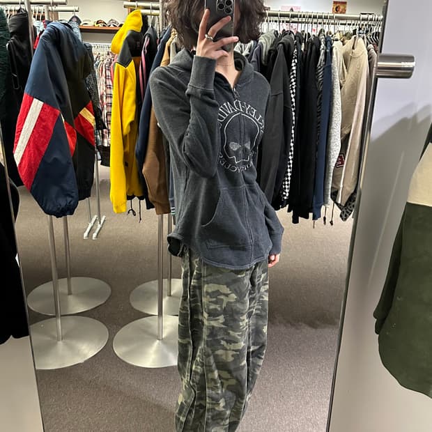 M)할리데이비슨 윌리 G 스컬 로고 후드집업