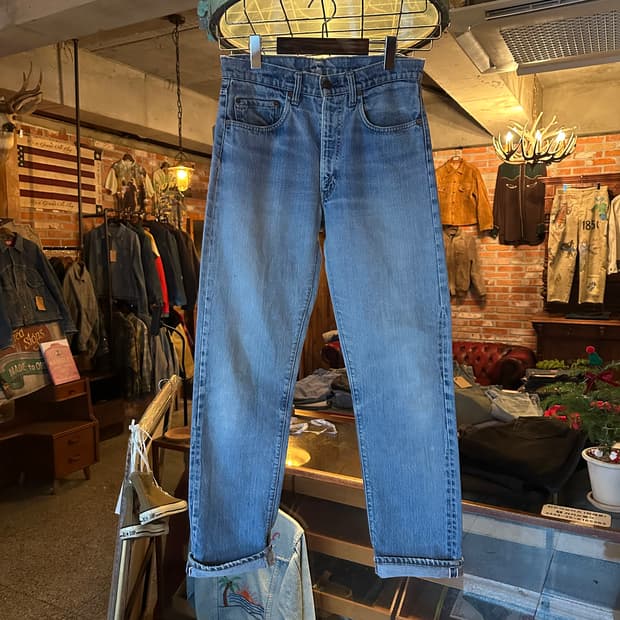 70s USA 빈티지 리바이스 505 66전기 셀비지 데님 팬츠