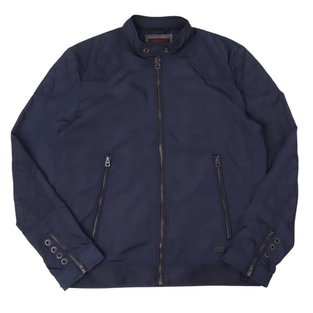 디젤 네이비 폴리 쉘 바이커 자켓