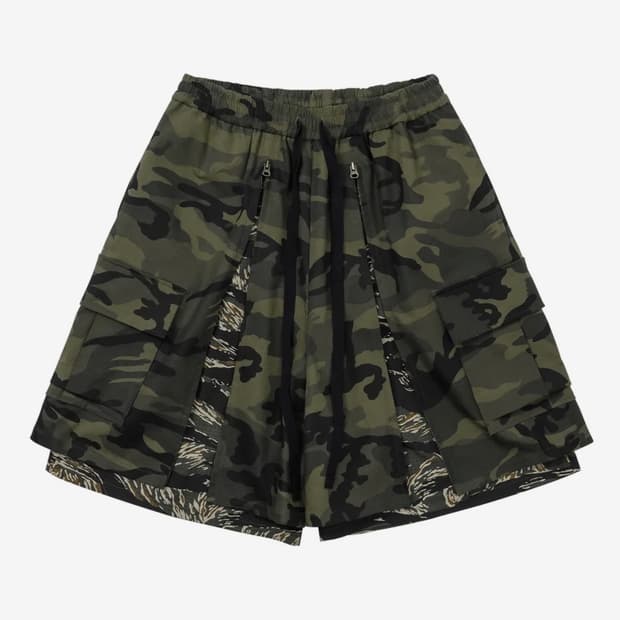 아조바이아조 Camouflage Layered Zip Up Pants