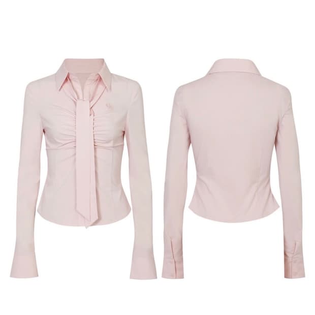 페인오어플레져 비비안 스카프 셔츠 핑크s