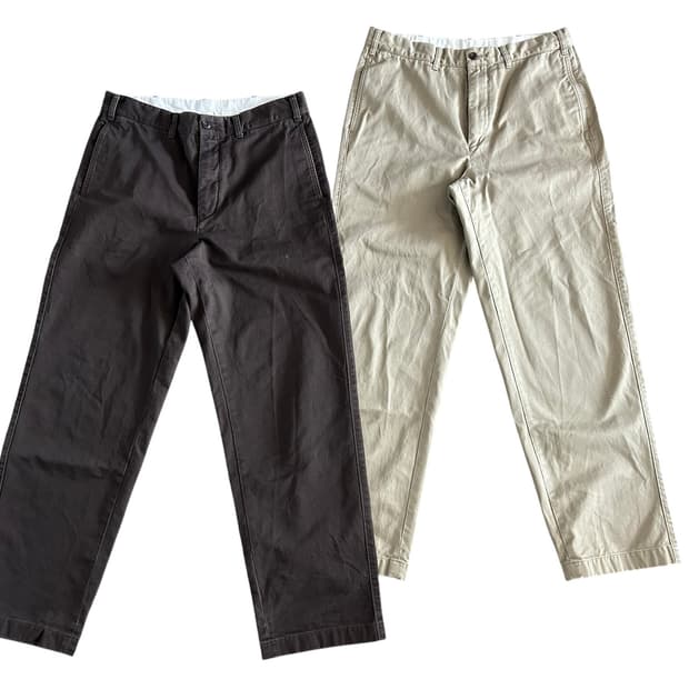 [34] 유니클로 스트레이트 치노팬츠 다크브라운/베이지 세트