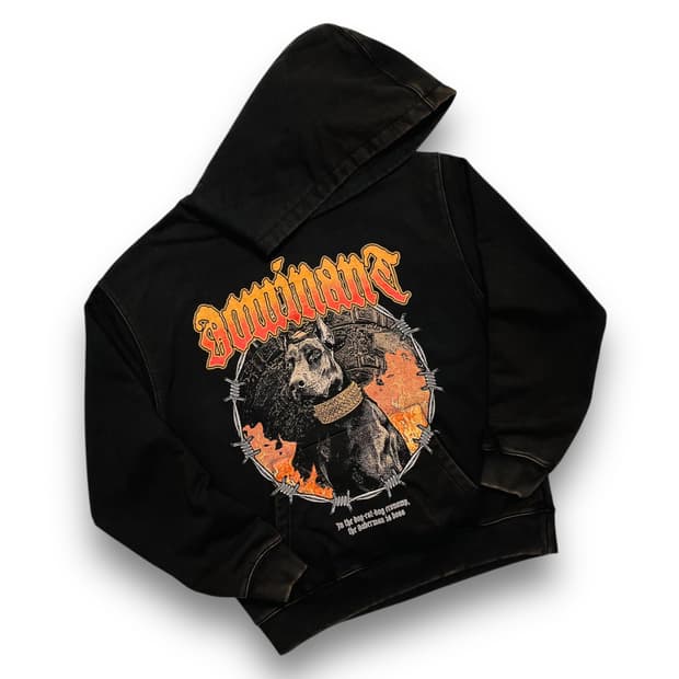 도미넌트 도베르만 워시드 프린팅 데드스탁 후디