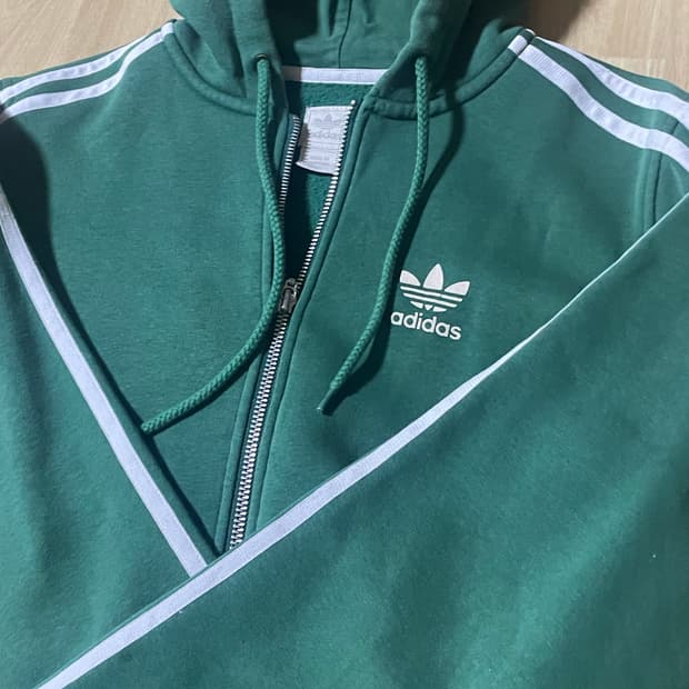 아디다스 삼선 그린 올드스쿨 트레이닝 져지 후 드 자켓