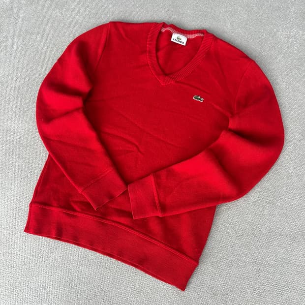 라코스테 브이넥 니트 레드 
