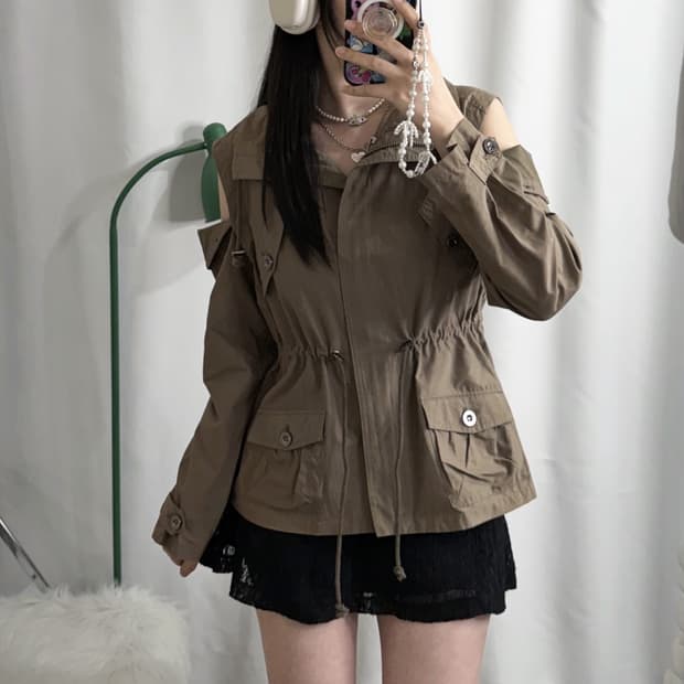 카키 투웨이 야상 자켓