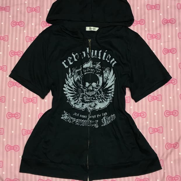 펑크 y2k 후드 반팔 집업