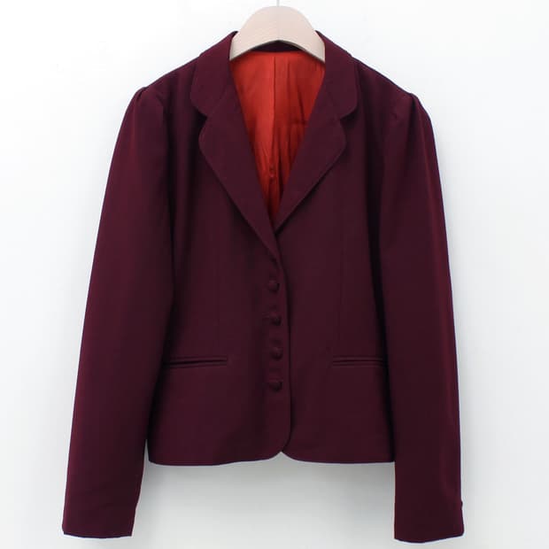 유럽 빈티지 버건디 크롭 자켓