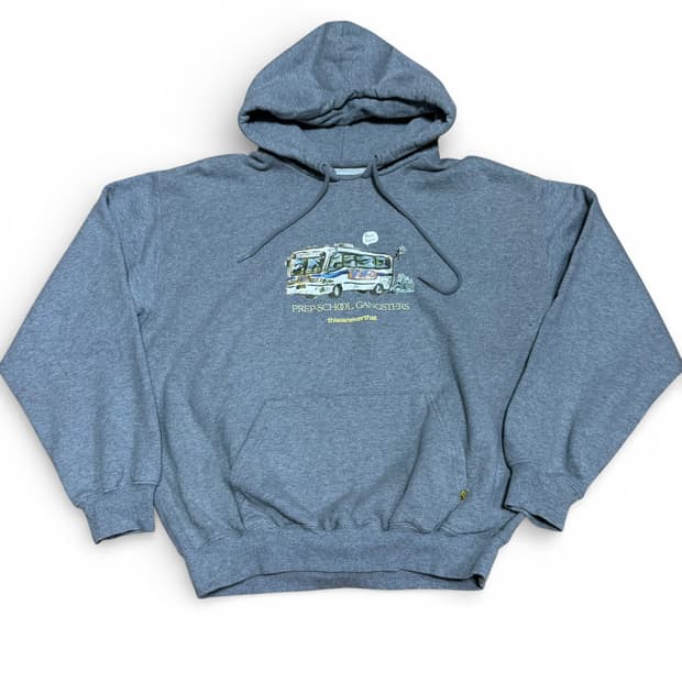 L 디스이즈네버댓 그레이 프린팅 후드티