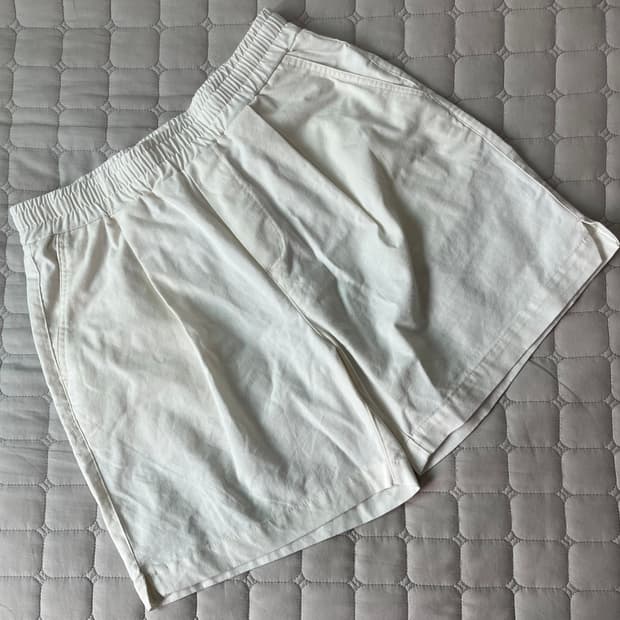 30-32) 라퍼지스토어 와이드 원턱 린넨 쇼츠 반바지_크림 M