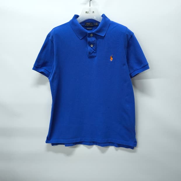 폴로 랄프로렌 커스텀 슬림핏 피케 반팔 티셔츠 블루(95)