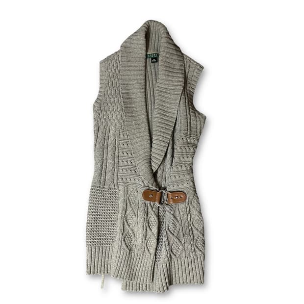 폴로랄프로렌 케이블 니트 가죽 벨트 베스트 XS