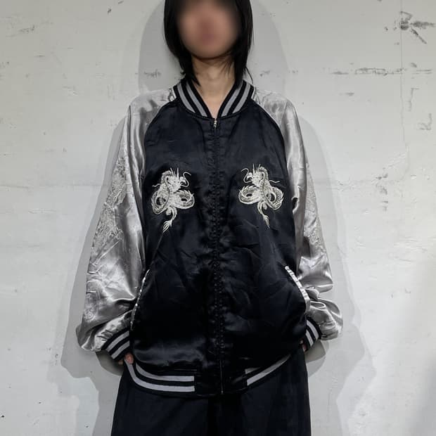 일본빈티지 오리엔탈 용 자수 빈티지 스카쟌 5L