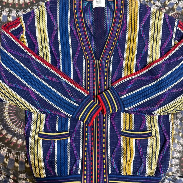 Vintage Coogi style knit cardigan