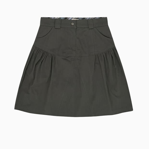 오헤시오 치마 LOW SHIRRING MIDI SKIRT, KHAKI