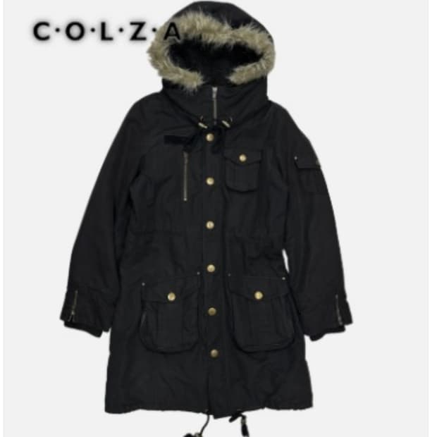 COLZA black fur hood field parka