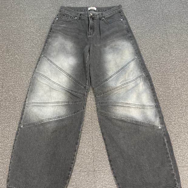 빈티지 워싱 디테일 와이드 데님 팬츠 M