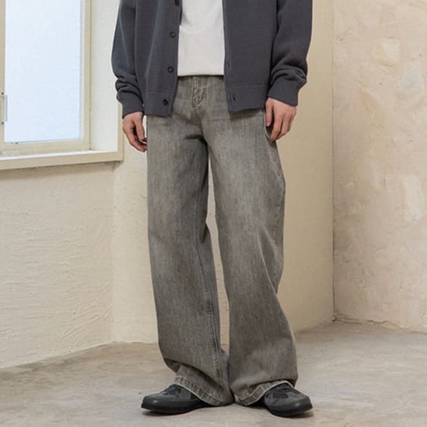 [1] 비긴202 와이드 세미 플레어 데님팬츠 빈티지그레이